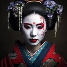 beautiful geisha with traditional makeup