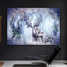 Deer Family Canvas Forest Wall Art