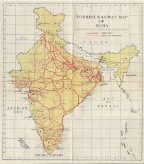 tourist railway map of india ca 1950s w
