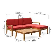 Acacia Wood Sectional Sofa Set