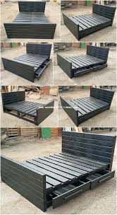 Wooden Pallet Bed With Storage Drawers Diyfurnitureupcycle