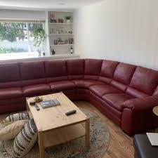 red natuzzi leather couch sofa