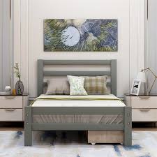 Twin xl bed frame with headboard. Merax Wood Twin Bed Frame With Storage Drawers And Headboard Overstock 30999068
