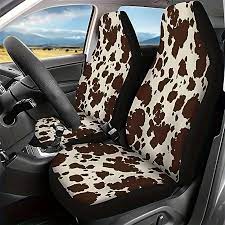 Brown Cow Print Car Seat Cushion Set
