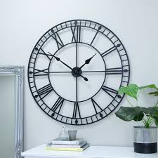 Large Black Iron Skeleton Wall Clock