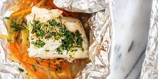 cod baked in foil with leeks and