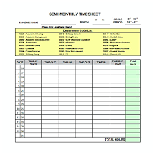 Monthly Timesheet Template Cycling Studio