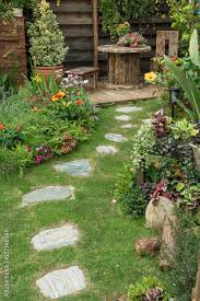 Landscaped Backyard Flower Garden Of