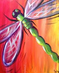 Wine And Canvas Dragonfly Painting