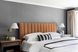 Orange Channel Tufted Bed On Charcoal