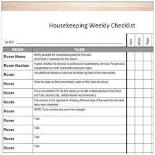 Printable Housekeeping Weekly Checklist Editable Pdf Personal