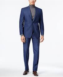 By Andrew Marc Mens Stretch Classic Fit Blue Neat Suit