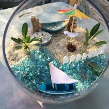 miniature koi pond in seashell fairy