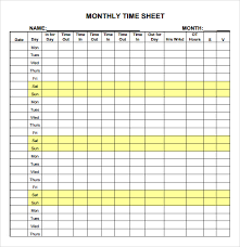 Sample Time Sheet 23 Example Format