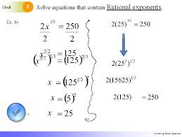 nth roots solving equations with exponents