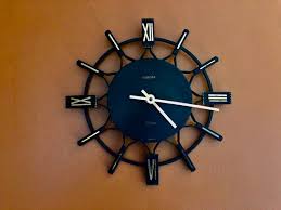 1960 Europa Wall Clock Black And Gold