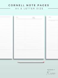 Cornell Note Template Printable Note Inserts Productivity