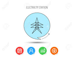 Electricity Station Icon Power Tower Sign Calendar User And