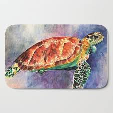 sea turtle bath mat by jessica loeloff