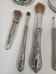 makeup brush set vine 7pc silver