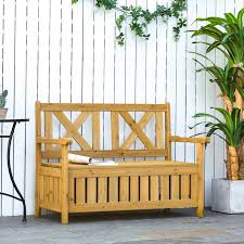 Garden Storage Bench With Wooden Frame
