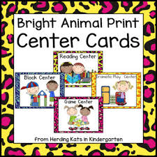 Bright Animal Print Pocket Chart Center Cards