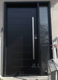 Black Front Door With Sidelight And