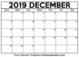 Free December 2019 Printable Calendar Dream Calendars