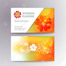 Blurred Business Card Template With Flower Suitable For Wedding
