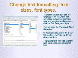 word processing formatting text
