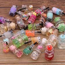 10pcs 8 30 Styles Mix Glass Bottles Milk Tea Cup Charms For Diy Keychain Bracelets Necklace Jewelry Making Temu