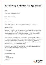 Visa recommendation letter sample by employer. Sponsorship Letter For Visa Template Format Sample Example