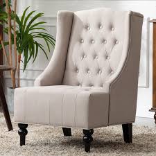 victorian beige wingback chair