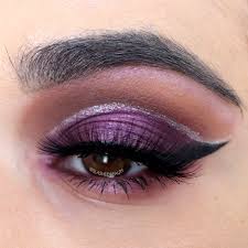 purple glitter cut crease makeup