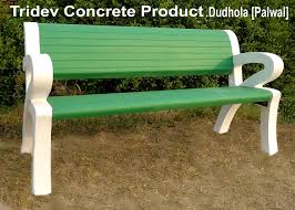 concrete garden bench with hand rest at