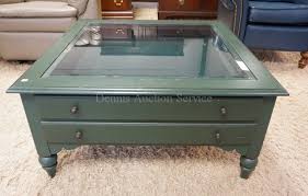Welcome and thank you for taking the time to look!!!! Lot Ethan Allen Coffee Table With An Inset Beveled Glass Top 38 Inches Square 19 Inches High