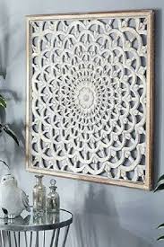 Golden White Antique Wood Carving Wall