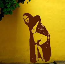 Large Banksy Mona Lisa Mooning Wall