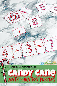 Candy Cane Math Equation Puzzles