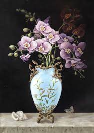 Голубая ваза с орхидеями - Галерея ArtDefa