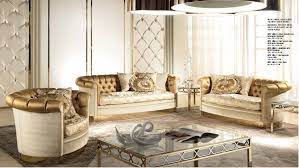 gold and white luxury living room set
