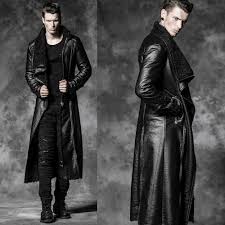 Men S Black Leather Gothic Trench Coat