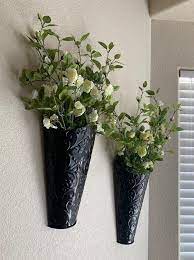 Black Wall Planters With Greenery Or