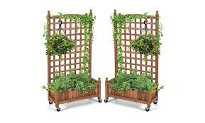 Costway 2pc 50in Wood Planter