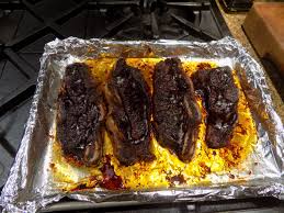 oven barbequed flanken style short ribs
