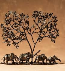 Bronze Elephant Wall Sculpture Accent