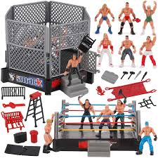 Wwe wrestling rumblers ringing entrance rey mysterio figure playset. Amazon Com Liberty Imports 32 Piece Mini Wrestling Playset With Action Figures And Accessories Kids Toy With Realistic Wrestlers 2 Rings Included Toys Games