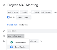zoom meetings to google calendar events