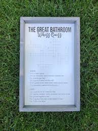 Bathroom Crossword Puzzle Wooden Sign