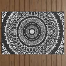 aztec blk white mandala outdoor rug by